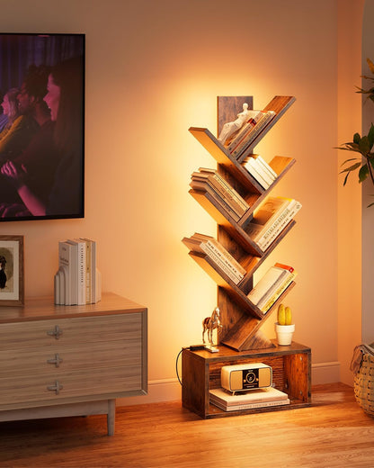 6 Tier Tree Bookshelf with Lights, LED Book Tree Bookcase