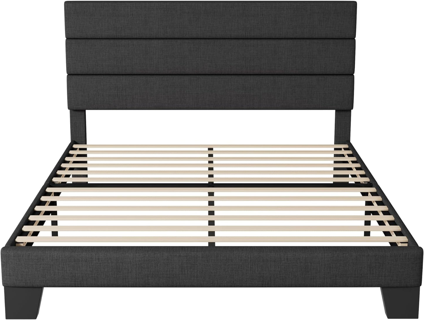 Queen Size Platform Bed Frame with Fabric Upholstered Headboard